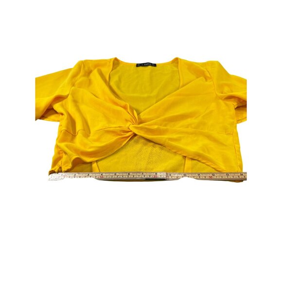 Yellow Zaful Womens Twist Front Crop Top  Size L - Picture 8 of 9
